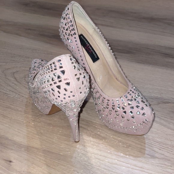 Chinese Laundry Elise sparkle platform heels with silver rhinestone 6 - Picture 9 of 12